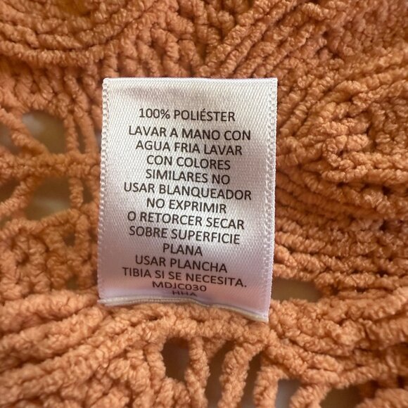 Derek Heart Peach Crochet Cardigan Women's S - Y2K Open Knit Sweater Layer Boho - Picture 7 of 12